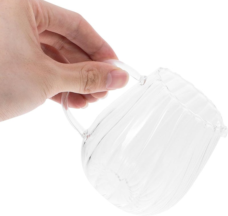 Artibetter 2pcs Small Glass Creamer Pitcher Milk Jug, Striped Glass Tea Dispenser for Home Coffee and Party Use - Image 3