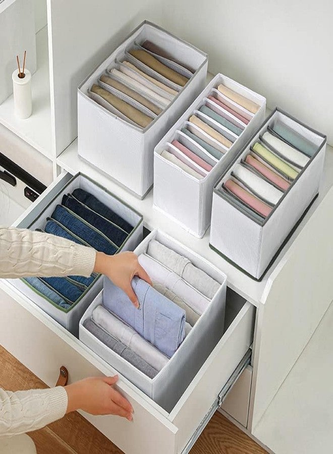 Rylan 6 Pcs Clothes Organiser - Jeans, Pant, Shirt Organizer, Cupboard & Closet Organizer, Drawer Organizer - White - Image 1