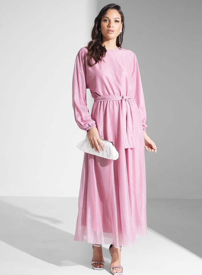 خزانة فستان بنسيج لامع وقصة ضيقة - Image 4