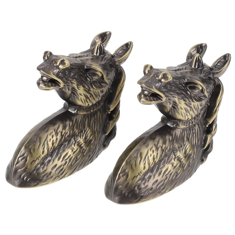 Antique Brass Horse Head Drawer Handles 2pcs Wardrobe Cabinet Pulls Dresser Door Hardware - Image 2