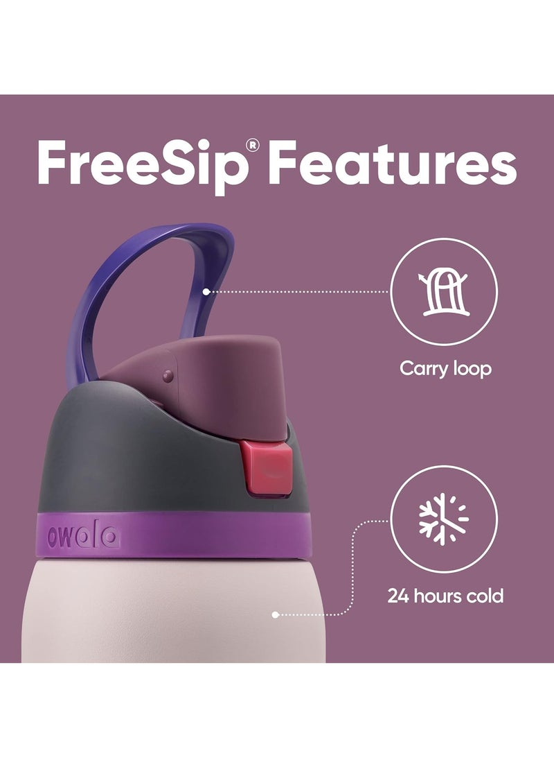 Owala - FreeSip Insulated Stainless Steel Water Bottle with Straw for Sports Travel and School BPA-Free Sports Water Bottle (Light Pink 24OZ) - Image 1