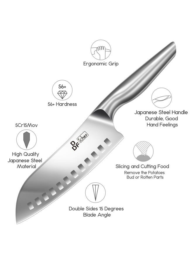 DDF iohEF Kitchen Knife, Chef's Knife In Stainless Steel Professional Cooking Knife, 7 Inch Antiseptic Non-slip Ultra Sharp Knife with Ergonomic Handle Ideal for Kitchen/Restaurant - Image 2