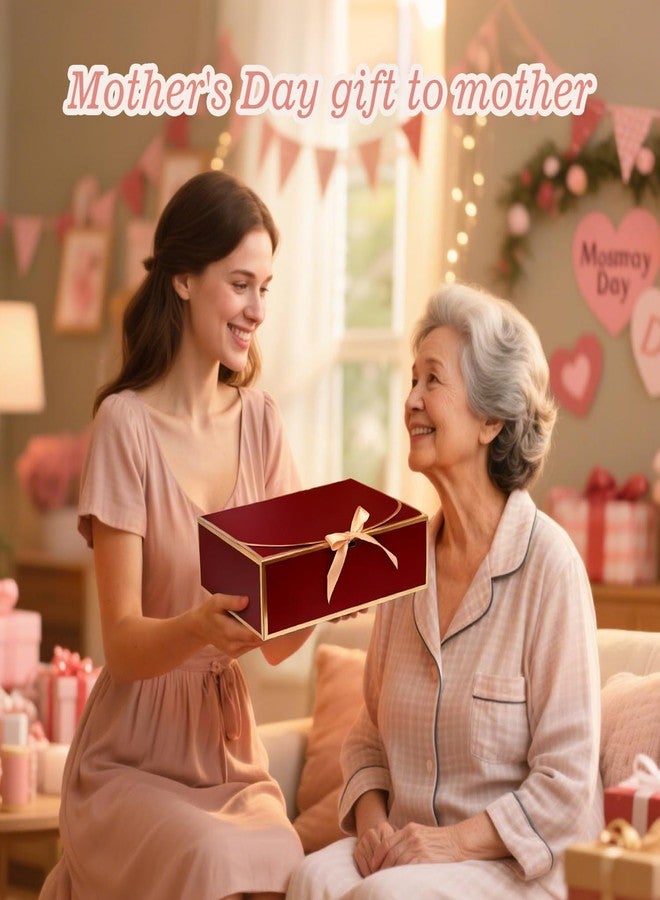 علب هدايا WLUSEAXI مكونة من 10 قطع بتصميم ذي حواف ذهبية (10.6 × 7.8 × 3.1 بوصة) (أحمر) - Image 5
