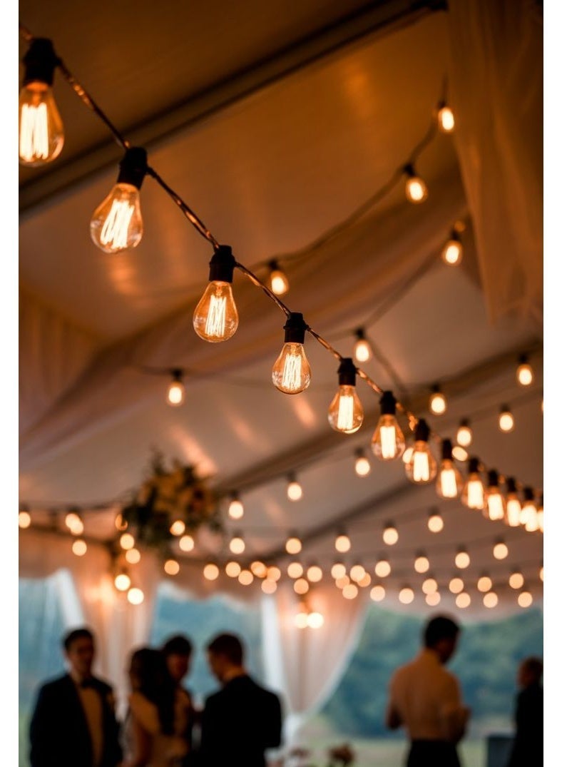 نجفة شوب 5 متر حبل إضاءة ديكور خارجي وداخلي (String Lights) – 10 لمبات ليد دافئة - Image 1