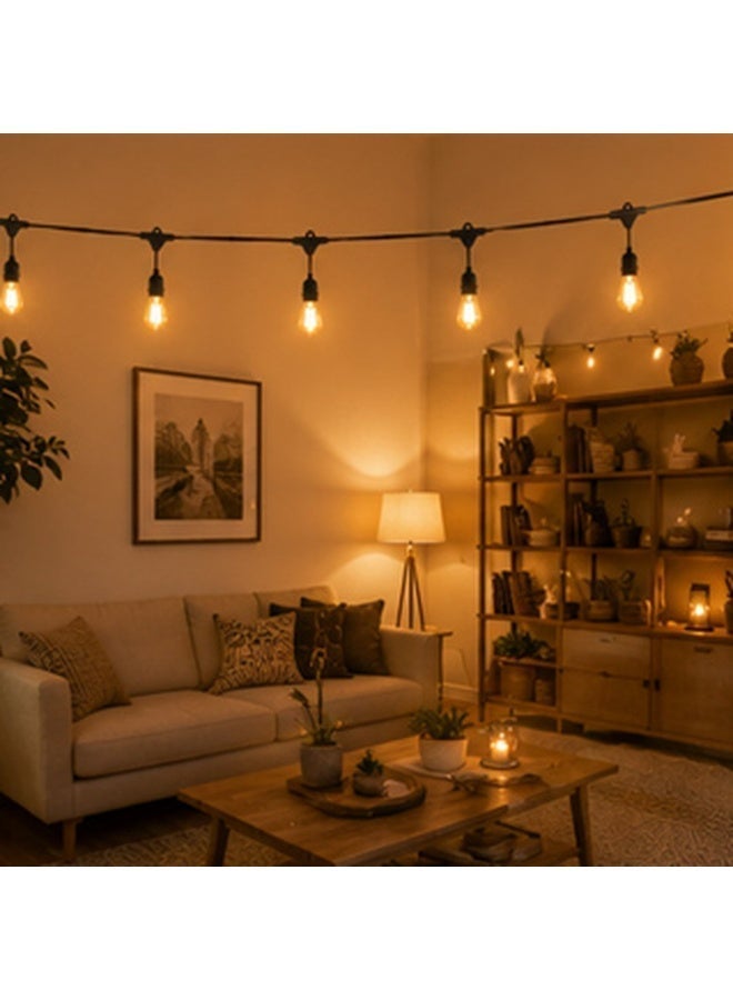 نجفة شوب 5 متر حبل إضاءة ديكور خارجي وداخلي (String Lights) – 10 لمبات ليد دافئة - Image 5