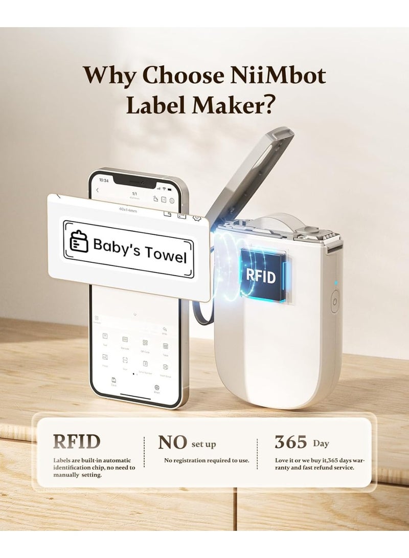 NIIMBOT D11 Bluetooth Mini Label Maker - Portable Thermal Printer with Rechargeable Battery, 300 DPI, White - Image 2