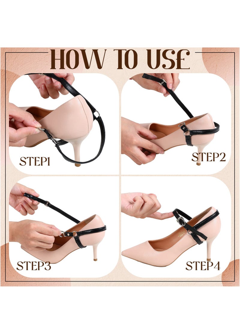 KASTWAVE 2 Pairs Detachable Shoe Straps for Heels Women Anti Slip Shoe Belt Band Adjustable Shoelaces Replacement Ankle Straps for Holding Loose High Heel Pumps, Black - Image 4