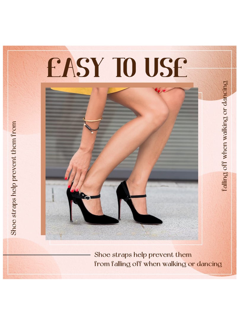 KASTWAVE 2 Pairs Detachable Shoe Straps for Heels Women Anti Slip Shoe Belt Band Adjustable Shoelaces Replacement Ankle Straps for Holding Loose High Heel Pumps, Black - Image 3