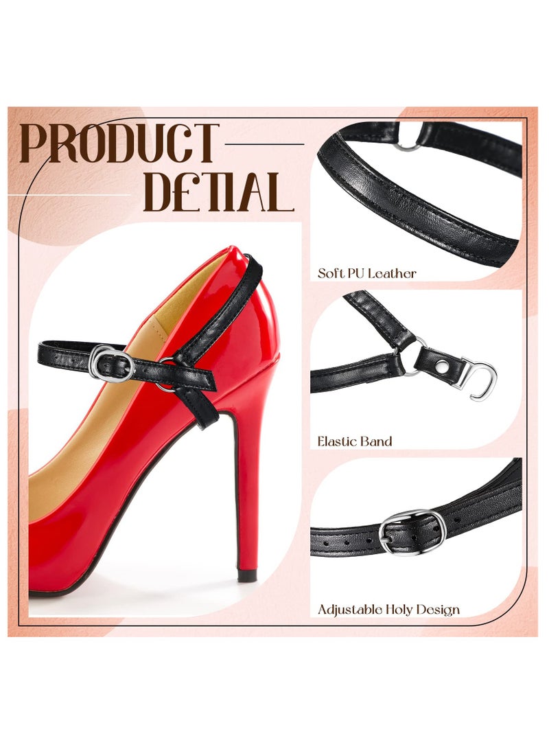 KASTWAVE 2 Pairs Detachable Shoe Straps for Heels Women Anti Slip Shoe Belt Band Adjustable Shoelaces Replacement Ankle Straps for Holding Loose High Heel Pumps, Black - Image 2