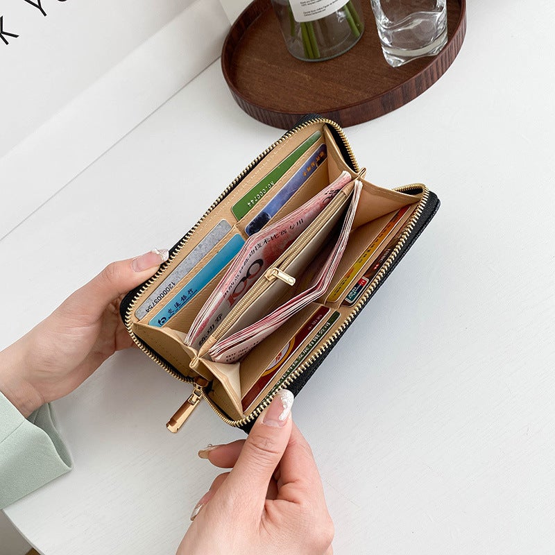Multifunctional Solid Color PU Leather Wallet, RFID Blocking Design Portable Daily Storage Purse for Cards Cash Coin Business Use - Image 3