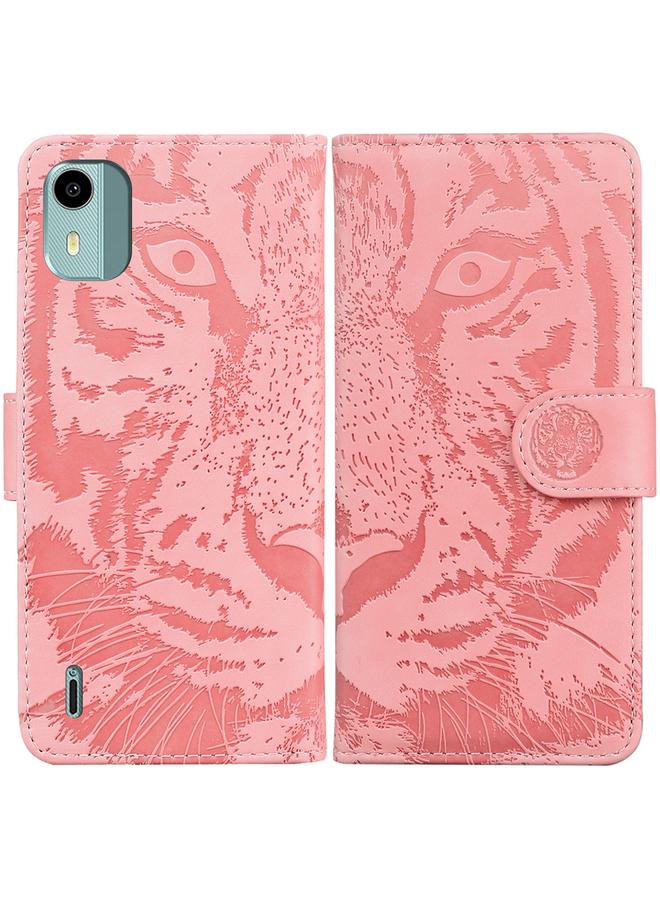 S-TOP Case For Nokia C12 Tiger Embossing Pattern Flip Leather Phone Case - Image 1