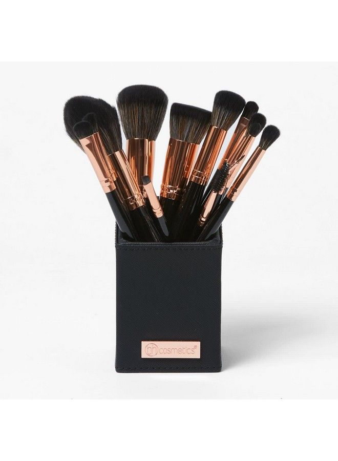 BH STUDIO PRO Makeup Brush Set Bh Signature Rose Gold 13 Piece Brush Set With Holder (Black) - Image 2