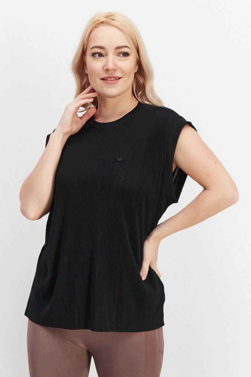 adidas Originals Women Sports Fit Cap Sleeveless Training Top, Black  - Image 1