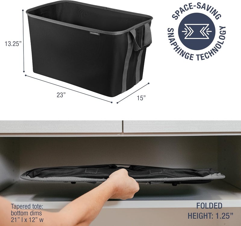 CleverMade Collapsible Laundry Basket Hamper  Black 2Pack 60L  Space Saving Storage Organizer with Handles Foldable Home Organization - Image 2