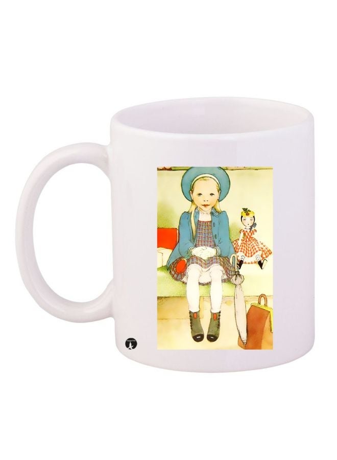 Anime Girls Printed Coffee Mug White/Yellow/Blue 11ounce