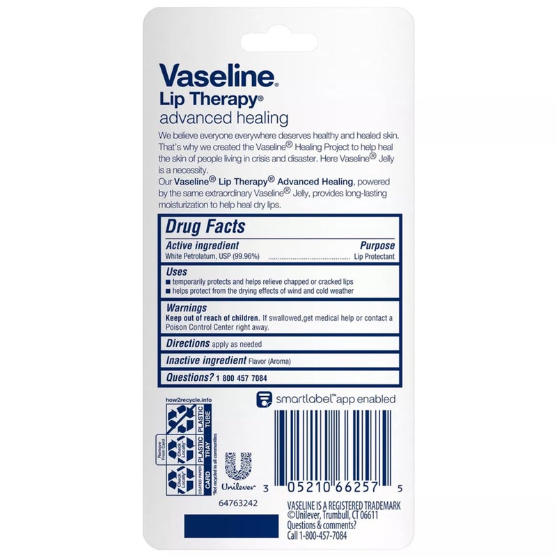 Vaseline Lip Therapy Advanced Healing Lip Balm Tube 24-Pack â€“ White Petroleum Protectant, Moisturizer for Dry Lips, 0.35 Oz Ea - Image 2