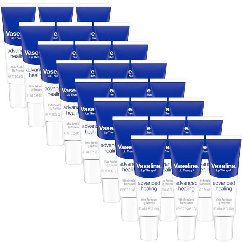 Vaseline Lip Therapy Advanced Healing Lip Balm Tube 24-Pack â€“ White Petroleum Protectant, Moisturizer for Dry Lips, 0.35 Oz Ea - Image 1