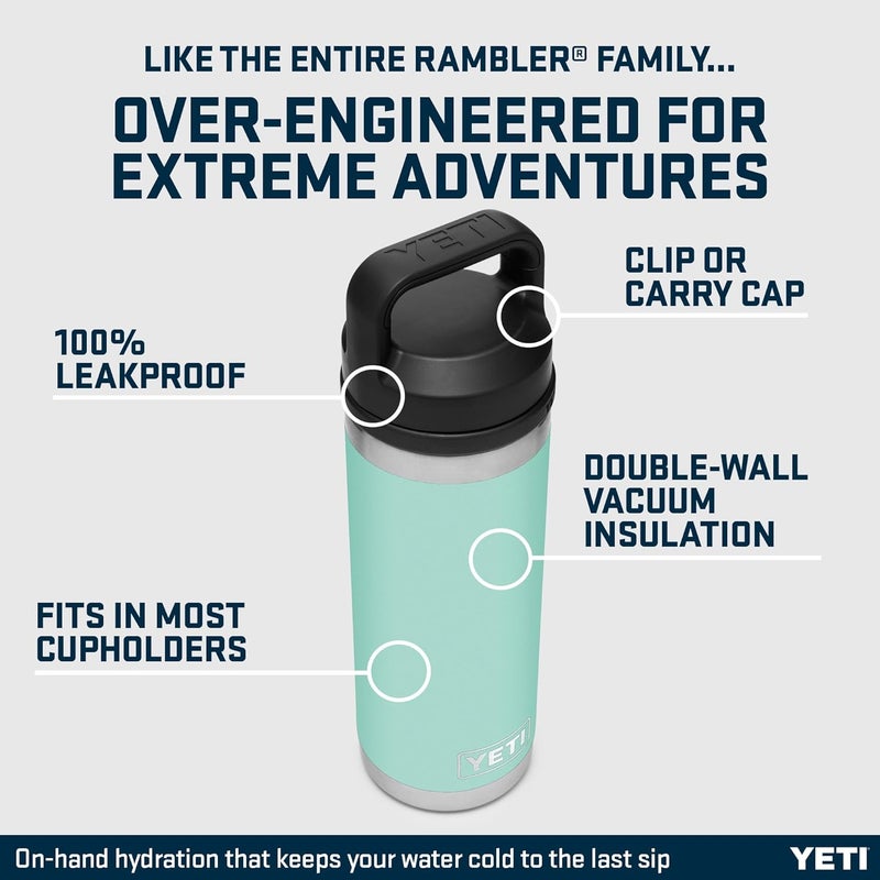 YETI Rambler Bottle Chug, Vaccum Insulated Stainless Steel Bottle with Leakproof Chug Cap, Seafoam, 18 oz (532 ml) - Image 2