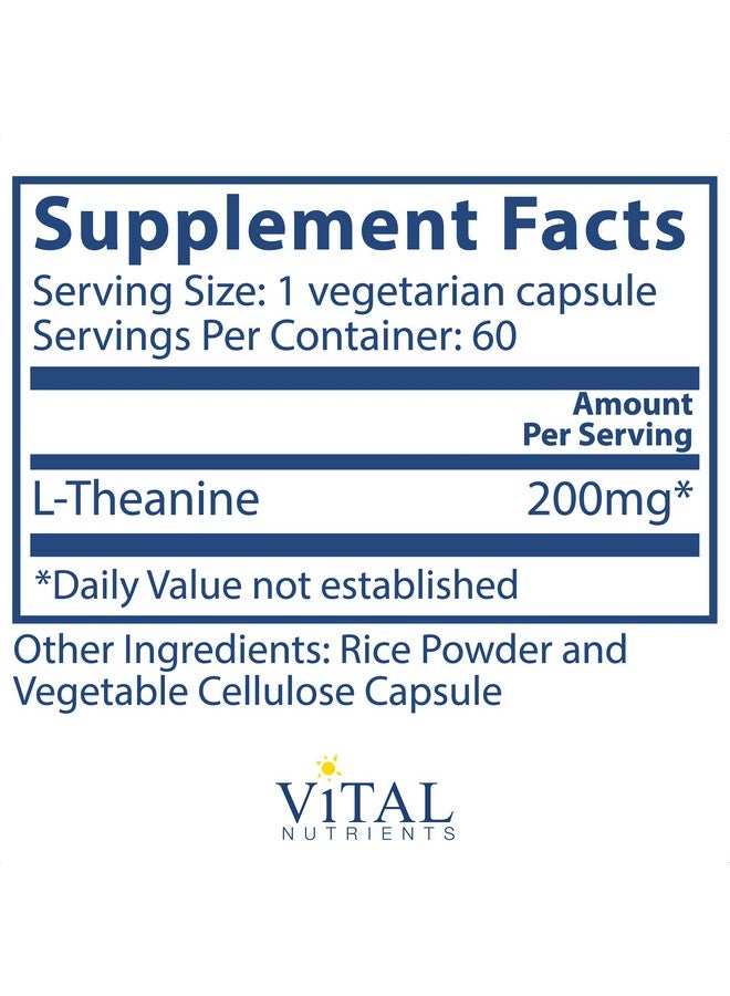Vital Nutrients Ltheanine 200 Mg Supports Normal Stress Levels And Cognitive Function 60 Capsules Per Bottle - Image 3