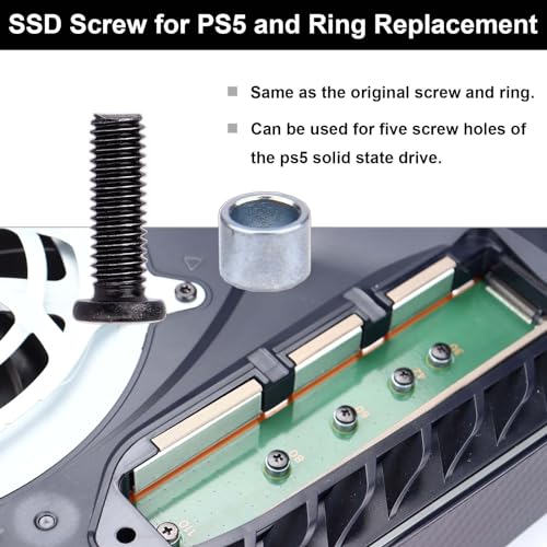 IKPEK 2Pcs SSD Screw for PS5 and 2Pcs Ring Replacement and Screwdriver for Sony PlayStation 5 Console Solid State Drive - Image 2