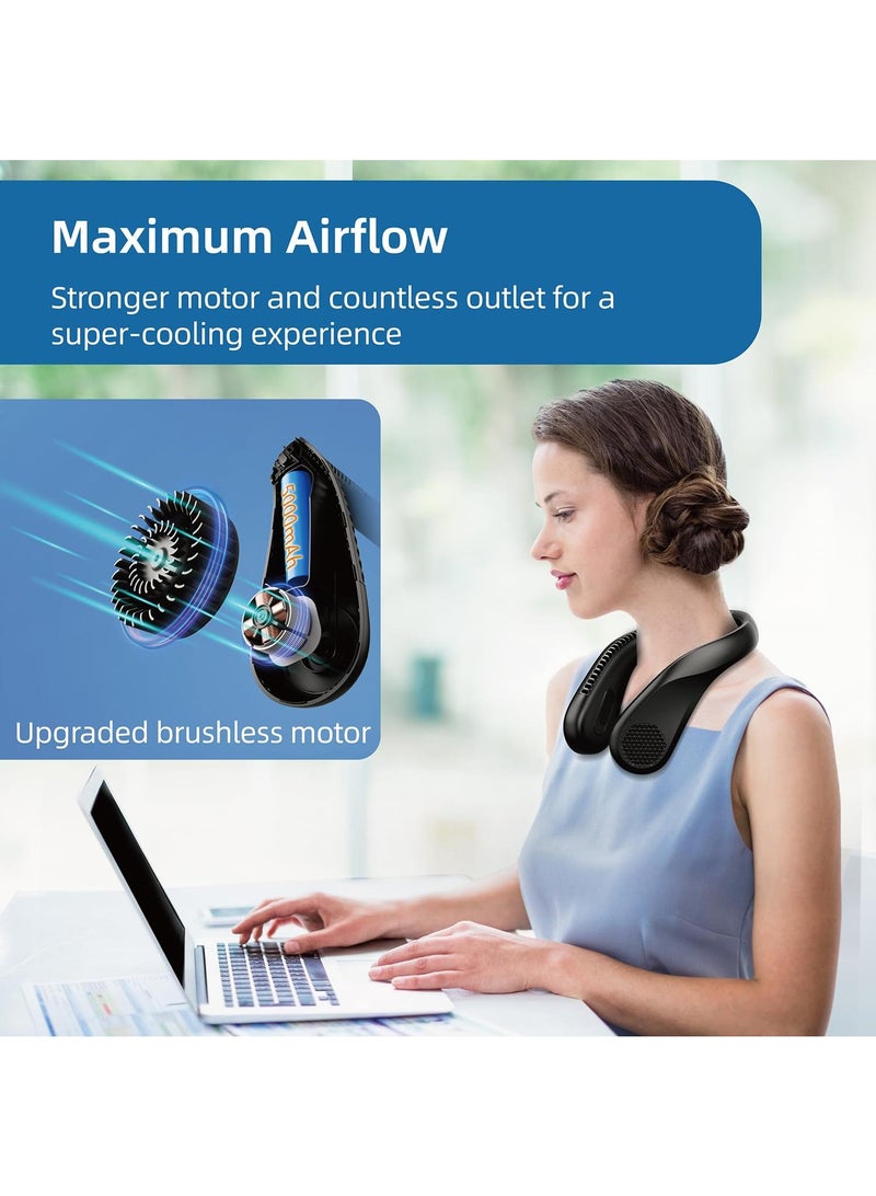 general Nuerst Neck Fan 5000mah Portable Personal Fan Hands Free Bladeless Fan Wearable Fan 3 Speeds Strong Airflow Cooling Fan For Travel Outdoor Indoor - Image 2