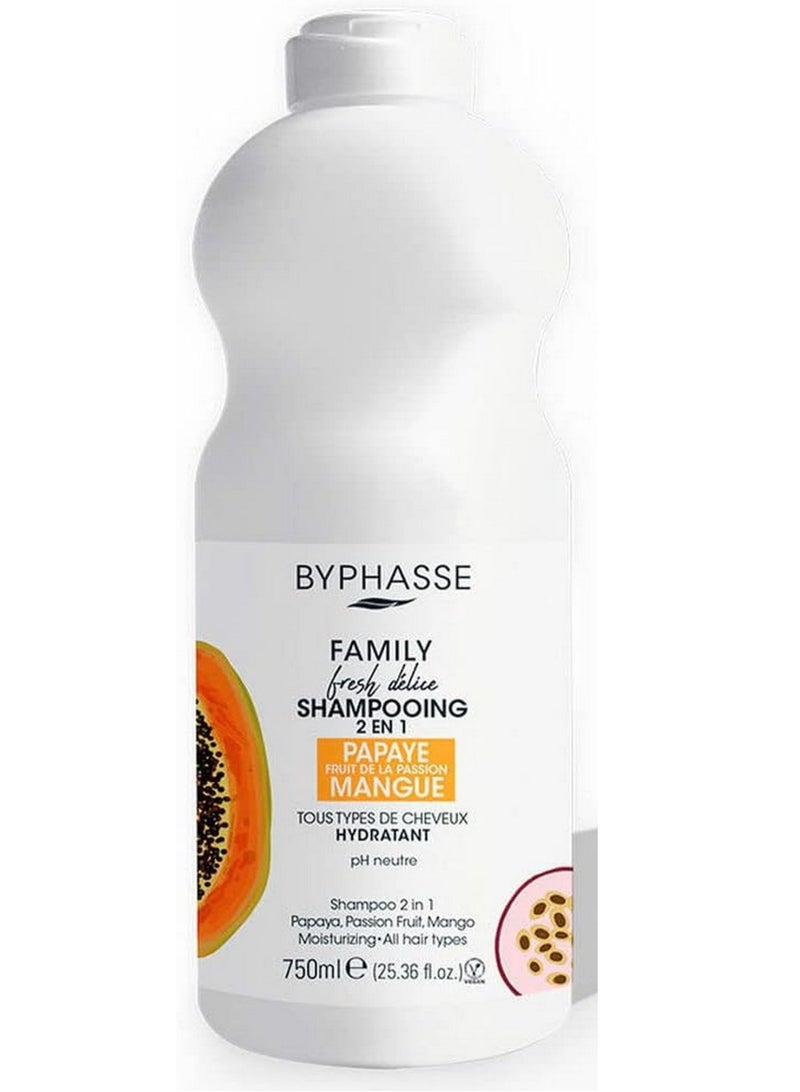 BYPHASSE Family Fresh Delice 2 In 1 Shampoo 750 ML