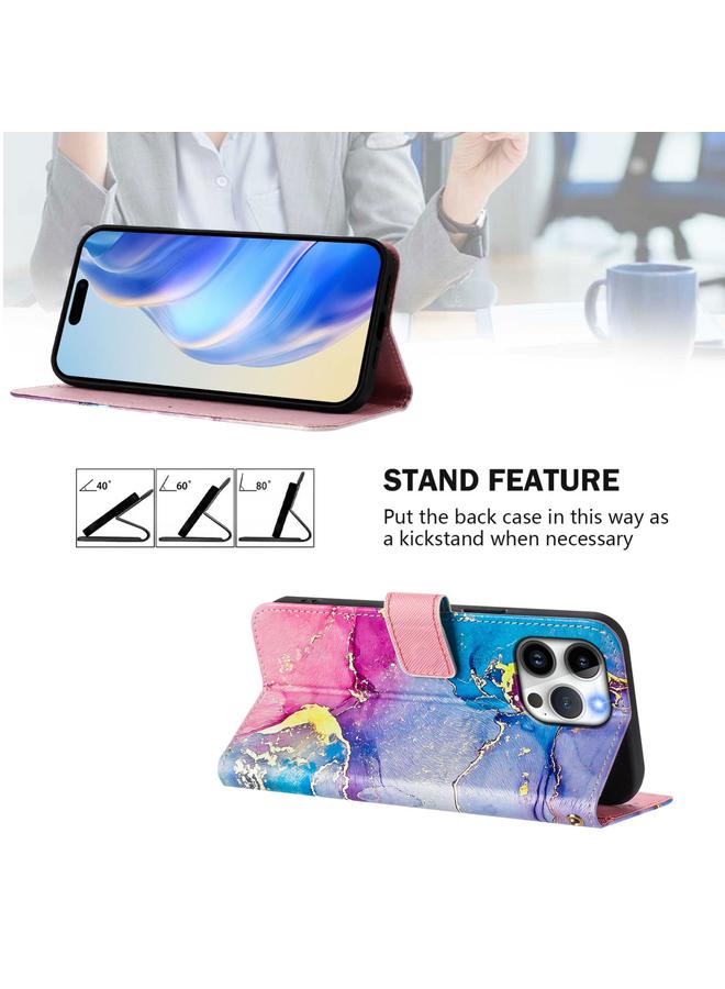 S-TOP Case For iPhone 15 Pro Art Colored Drawing Pattern Leather Phone Case - Image 3