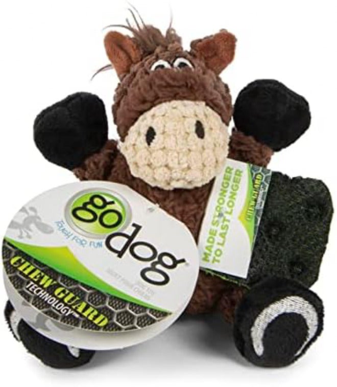 goDog Checkers Just for Me Sitting Horse Squeaky Plush Dog Toy, Chew Guard Technology - Brown, Mini - Image 2