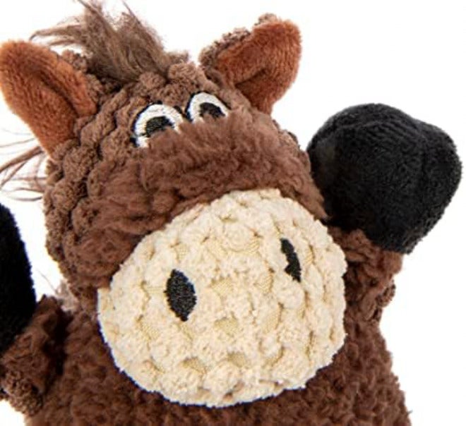 goDog Checkers Just for Me Sitting Horse Squeaky Plush Dog Toy, Chew Guard Technology - Brown, Mini - Image 4