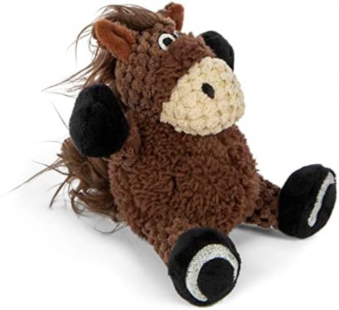 goDog Checkers Just for Me Sitting Horse Squeaky Plush Dog Toy, Chew Guard Technology - Brown, Mini - Image 3