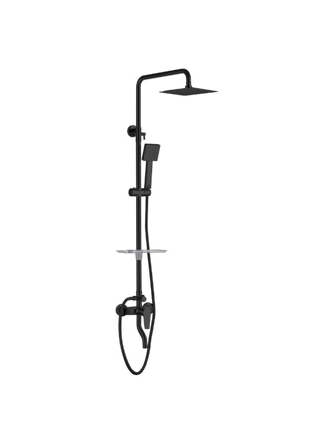 DANUBE HOME Milano Vista Rain Shower Column Complete Set Matt Black â€“ Luxury Wall-Mounted Rainfall Shower with Hand Shower & Mixer | Sleek Modern Design, Easy Install for Bathrooms 