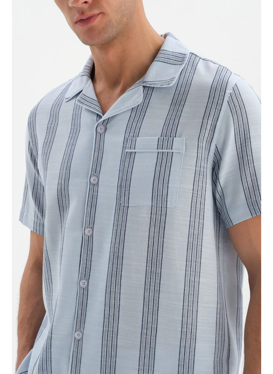 dagi Light Blue Striped Woven Shirt