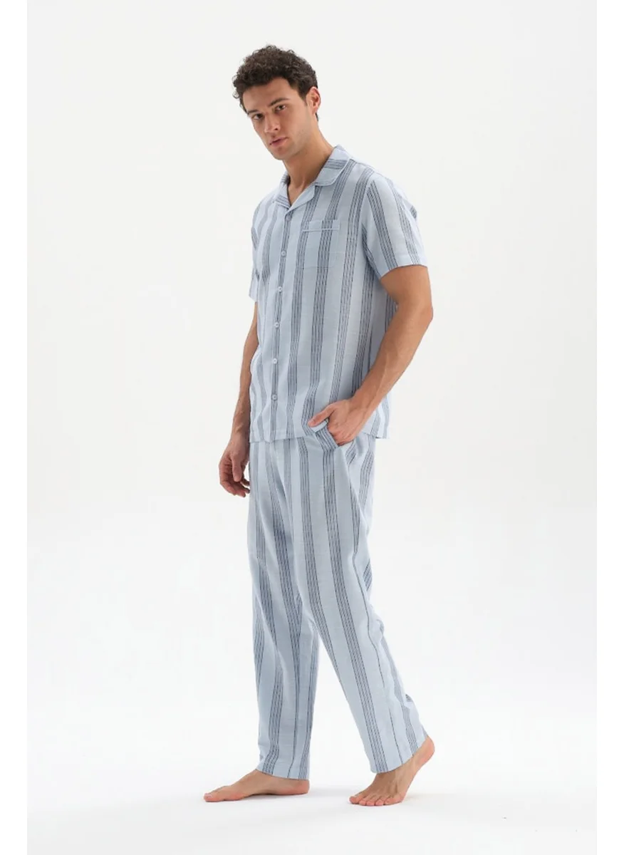 dagi Light Blue Striped Woven Shirt