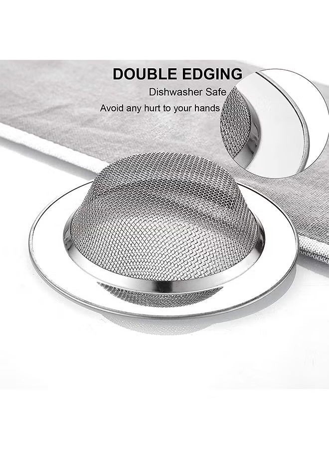 واي جيه مصفي حوض المطبخ عبوة 2 قطعة مصنوع من الفولاذ المقاوم للصدأ مع شبكة دقيقة مصفي حوض المطبخ بحافة واسعة كبيرة لمصارف حوض المطبخ والحمام والدش بقطر 11 سم - Image 5