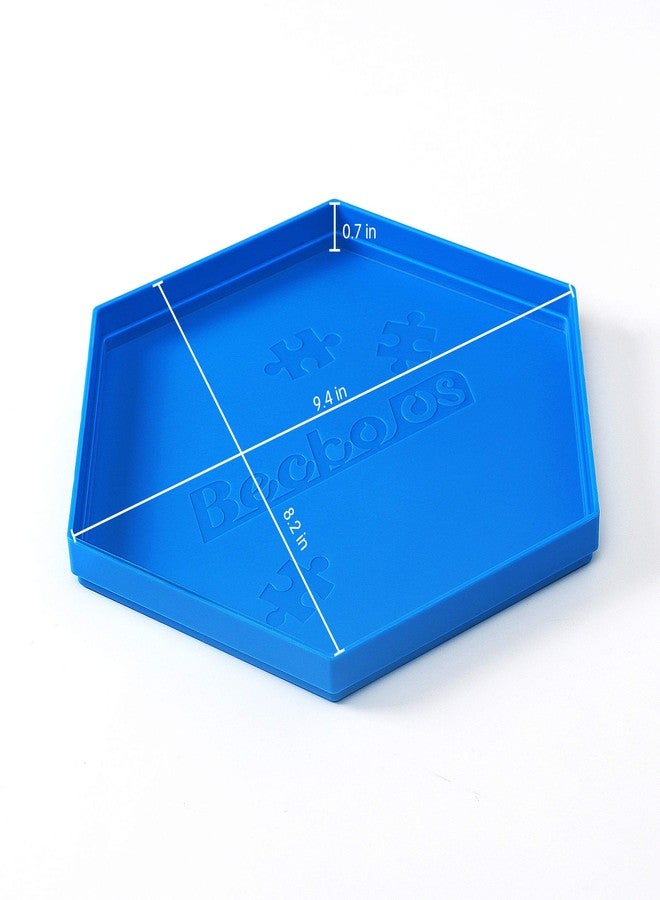 Becko US Stackable Puzzle Sorting Trays Jigsaw Puzzle Sorters with Lid Puzzle Accessory for Puzzles Up to 1500 Pieces, 8 Hexagonal Trays in White & Blue - Image 2