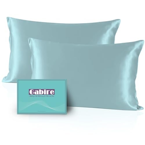 Gabire Mulberry Silk Pillowcases Set of 2 Both Sides Real Silk Pillowcase for Hair and Skin Prevent Acne Pillowcase Organic Silk Pillow case 2 Pack with Hidden Zipper Haze Blue Standard 2026 - Image 1