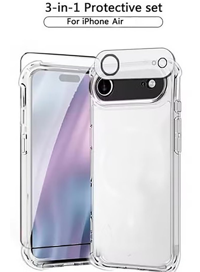 3 in 1 for iPhone Air Case Clear,[Yellowing-Resistant Acrylic Back] Screen Protector *1 & Camera Lens Protector*1, Shockproof for iPhone Air Phone Case - Image 1