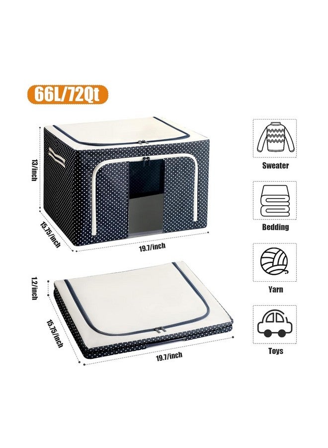 ALOKAH Clothes Storage Box Foldable Steel Frame Clothes Organizer Storage Box for Wardrobe, Saree, Shirts, and Blankets (Blue, 66 Liter - Pack Of 5) - Image 3