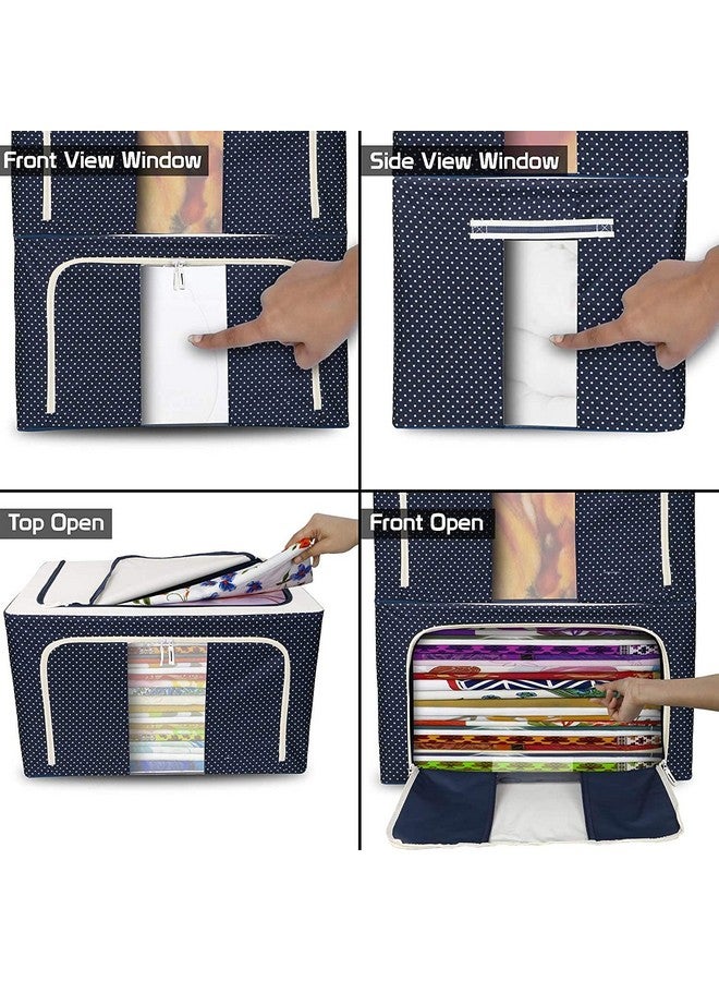 ALOKAH Clothes Storage Box Foldable Steel Frame Clothes Organizer Storage Box for Wardrobe, Saree, Shirts, and Blankets (Blue, 66 Liter - Pack Of 5) - Image 5