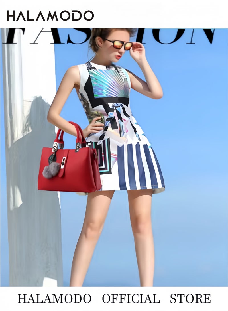 هالامودو حقائب نسائية وحقائب نسائية من جلد البولي يوريثان لحقائب الكتف التي تحمل على الكتف وحقائب الكتف التي تحمل على الكتف - Image 4