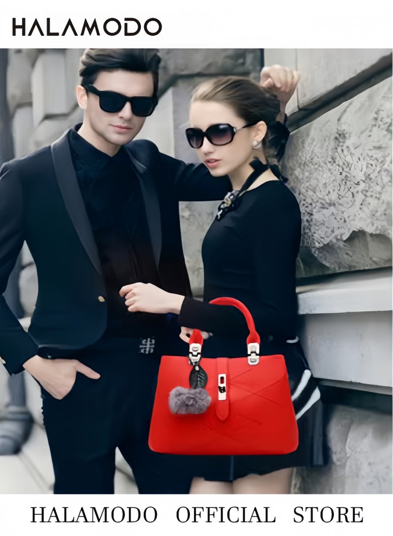 هالامودو حقائب نسائية وحقائب نسائية من جلد البولي يوريثان لحقائب الكتف التي تحمل على الكتف وحقائب الكتف التي تحمل على الكتف - Image 3