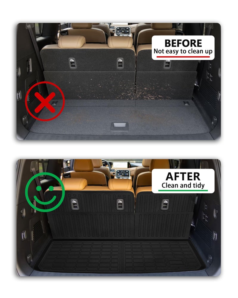 YEBOOCA Cargo Liner Compatible with 2025 Armada/Infiniti QX80 Trunk Mat Cargo Mat Back Seat Cover Protector (7/8 Seats)(Backrest Mats+Trunk Mat) - Image 3