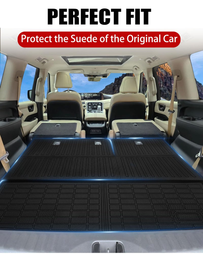 YEBOOCA Cargo Liner Compatible with 2025 Armada/Infiniti QX80 Trunk Mat Cargo Mat Back Seat Cover Protector (7/8 Seats)(Backrest Mats+Trunk Mat) - Image 2