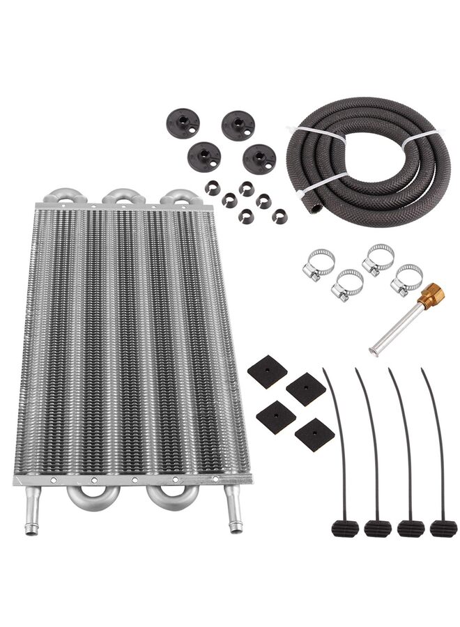Transmission Oil Cooler Kit, Automotive Ultra-Cool Tube and Fin Transmission Cooler Kit Universal Aluminium Alloy Silver (Size : 6ROW) - Image 1