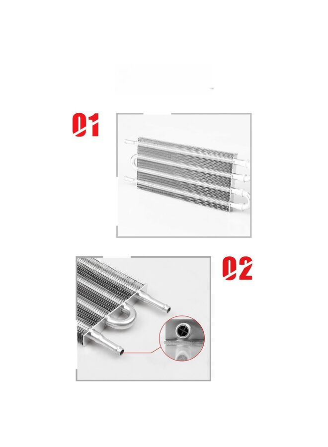 Transmission Oil Cooler Kit, Automotive Ultra-Cool Tube and Fin Transmission Cooler Kit Universal Aluminium Alloy Silver (Size : 6ROW) - Image 3