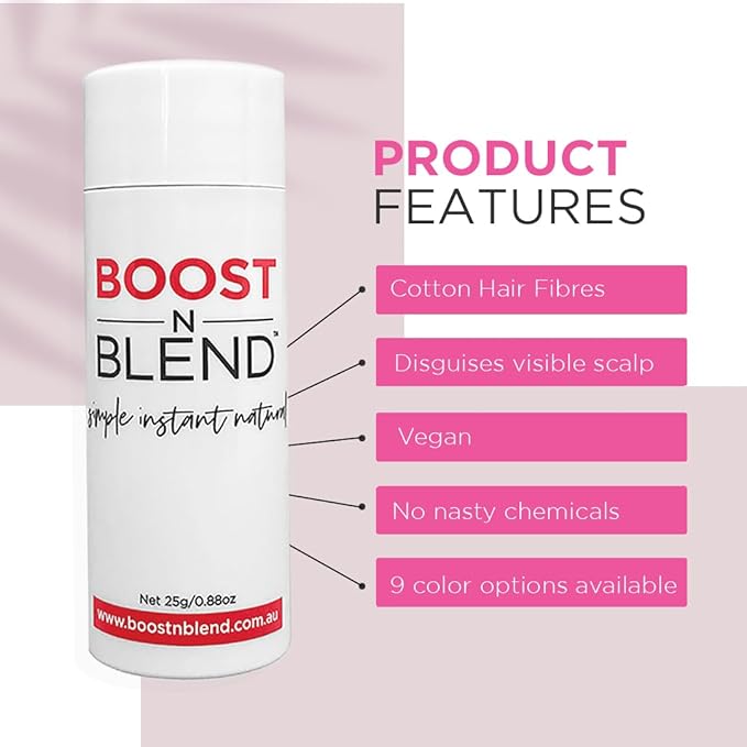 Boost N Blend Scalp Concealer Hair Powder Female Hair Fibres for Thinning Hair Visible Scalp Hair Volumizer for Women 25g088oz The Only Female Cotton Hair Fibres - Image 4