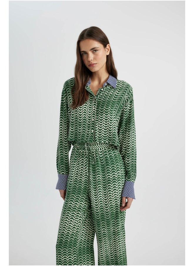 DeFacto - Woman Cropped Fit Woven Long Sleeve Shirt - Image 1