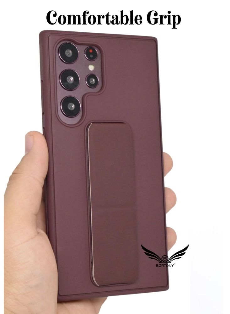 BORTONY Galaxy S23 Ultra Case Fully Covered With Finger Grip Stand Holder Anti Slip Shockproof Protective Case Cover For Samsung Galaxy S23 Ultra 5G - Image 2
