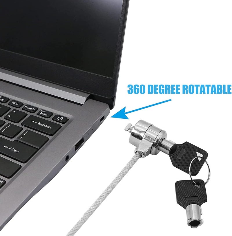 Mobestech 2sets Laptop Lock Security Cable Keyed Cable Lock Rotatable Design Durable Anti-Theft Hardware for Use Laptops and Devices Easy One-Hand Engagement - Image 2