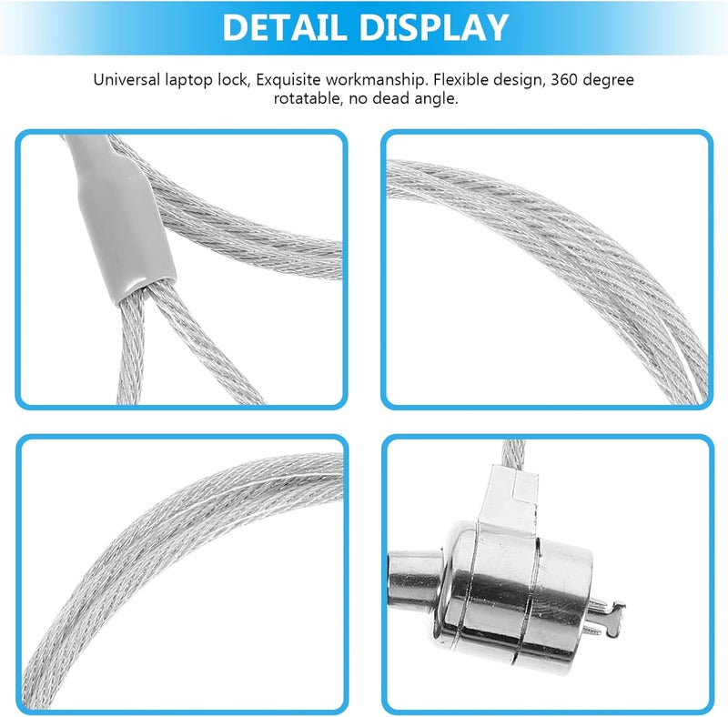 Mobestech 2sets Laptop Lock Security Cable Keyed Cable Lock Rotatable Design Durable Anti-Theft Hardware for Use Laptops and Devices Easy One-Hand Engagement - Image 3